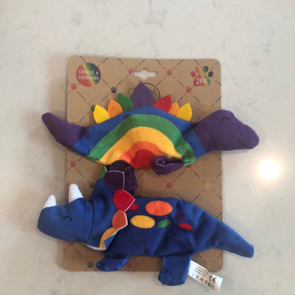 Dinosaur Dog Toy Set - Blue and Purple